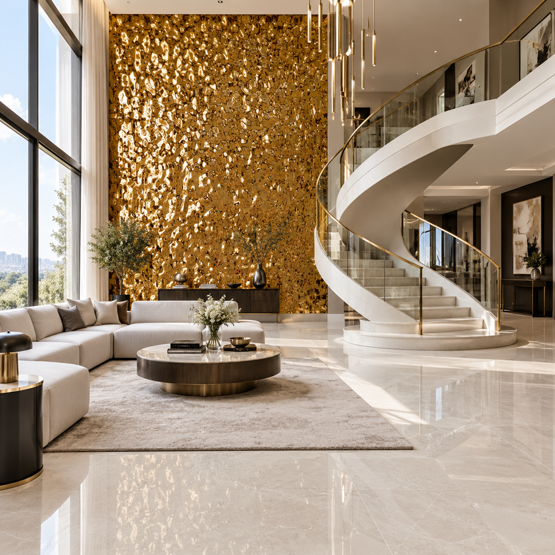 PANEL MARMOL DE PVC MARTELINADO GLOOM GOLD 244X112X.5CM