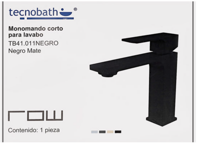 MONOMANDO CORTO PARA LAVABO TB41.011 NEGRO MATE