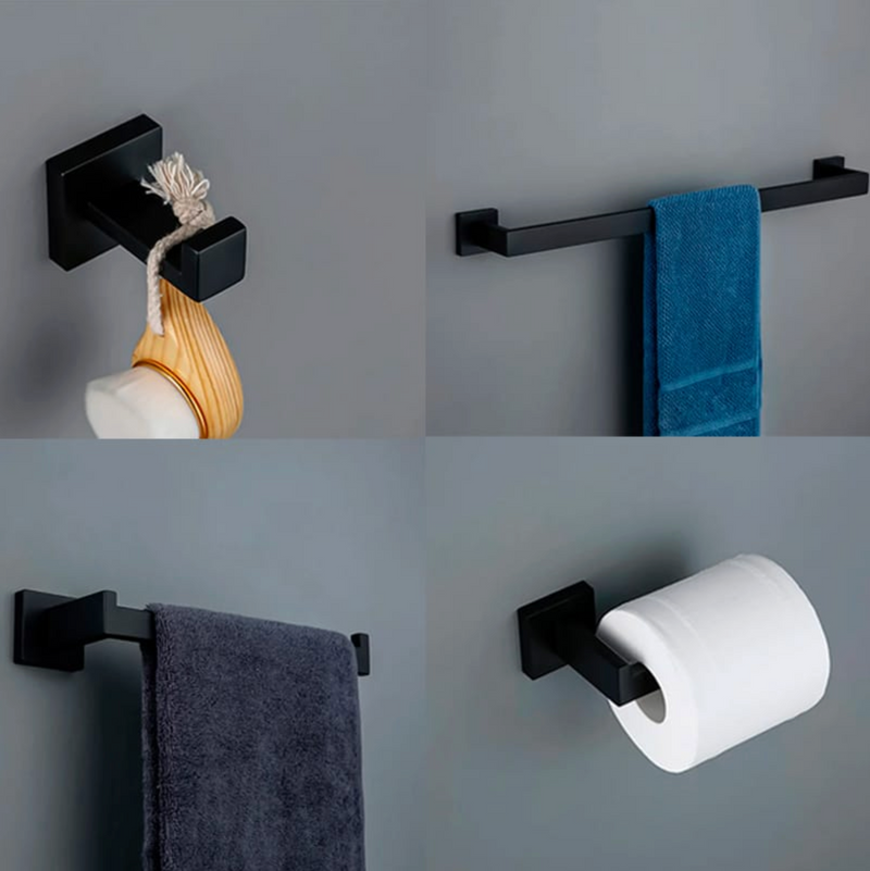 JUEGO DE 4 ACCESORIOS PARA BAÑO TB41.030NEGRO MATE