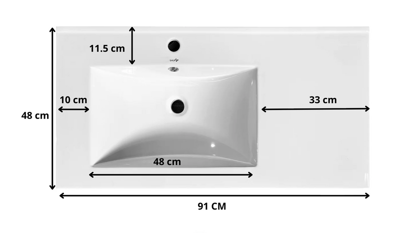 LAVABO DE CERAMICA LINDA 90 CM LADO IZQUIERDO