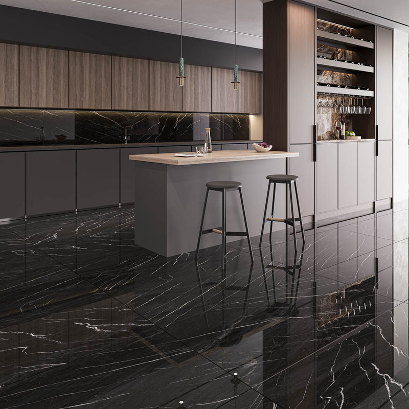 PISO PORCELANICO SOLANGE NEGRO PULIDO 80X160 (CAJA 2.56)2PZ