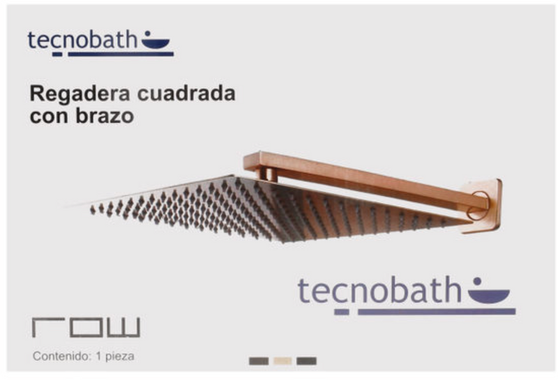 REGADERA CUADRADA CON BRAZO TB41.902NEGRO MATE