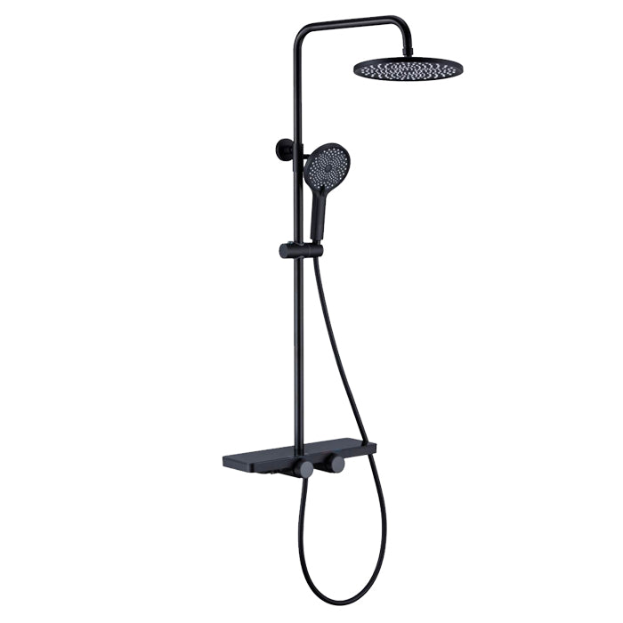 CONJUNTO DE DUCHA CON REPISA INCLUIDA NEGRO MATE