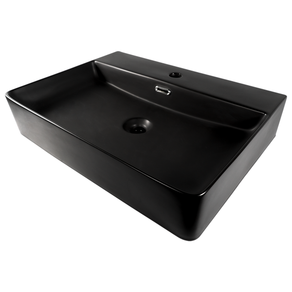 LAVABO RECTANGULAR CERAMICO NEGRO MATE LC-001N