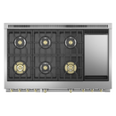 ESTUFA DE 120CMS/48"/6 QUEMADORES+PLANCHA ACERO INOXIDABLE STATEMENT ZDP486NDTSS DUAL