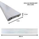 ZOCLO DE MADERA MDF GRIS CLARO  200X6X1.2 CM P6063