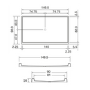 BASE PARA REGADERA RECTANGULAR GRANDE 149.5 x 90 x 16cm
