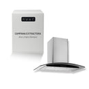 CAMPANA EXTRACTORA A PARED ACERO INOXIDABLE Y CRISTAL TEMPLADO 90 CM MODELO:CAMEXPA90AV