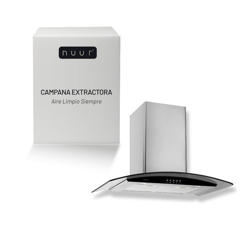 CAMPANA EXTRACTORA A PARED ACERO INOXIDABLE Y CRISTAL TEMPLADO 90 CM MODELO:CAMEXPA90AV
