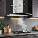 CAMPANA EXTRACTORA A PARED ACERO INOXIDABLE Y CRISTAL TEMPLADO 90 CM MODELO:CAMEXPA90AV