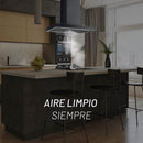 CAMPANA DE ISLA EN COLOR NEGRO DE 90cm CON CUERPO EN ACERO INOXIDABLE Y CONTROL DIGITAL CON WIFI NUUR MODELO:CAMEXIS90ADIN