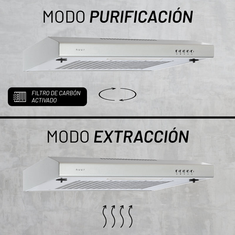 CAMPANA EXTRACTORA A PARED ACERO INOXIDABLE Y CRISTAL 60 CM MODELO:CAMEXPA60AV