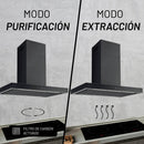 CAMPANA DE ISLA EN COLOR NEGRO DE 90cm CON CUERPO EN ACERO INOXIDABLE Y CONTROL DIGITAL CON WIFI NUUR MODELO:CAMEXIS90ADIN