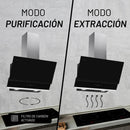 CAMPANA EXTRACTORA A PARED ACERO INOXIDABLE Y CRISTAL TEMPLADO 60 CM / CONTROL DIGITAL CON WIFI MODELO:CAMEXPA60VT