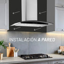 CAMPANA EXTRACTORA A PARED ACERO INOXIDABLE Y CRISTAL TEMPLADO 90 CM MODELO:CAMEXPA90AV