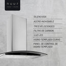 CAMPANA EXTRACTORA A PARED ACERO INOXIDABLE Y CRISTAL TEMPLADO 90 CM MODELO:CAMEXPA90AV