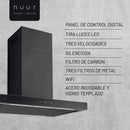 CAMPANA DE ISLA EN COLOR NEGRO DE 90cm CON CUERPO EN ACERO INOXIDABLE Y CONTROL DIGITAL CON WIFI NUUR MODELO:CAMEXIS90ADIN