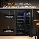 CAVA ENFRIADORA DE VINOS TERMOELÉCTRICA PARA 12 BOTELLAS / CONTROL DIGITAL / RANGO DE TEMPERATURA DE 10 A 18°C NUUR MODELO:CAVA12