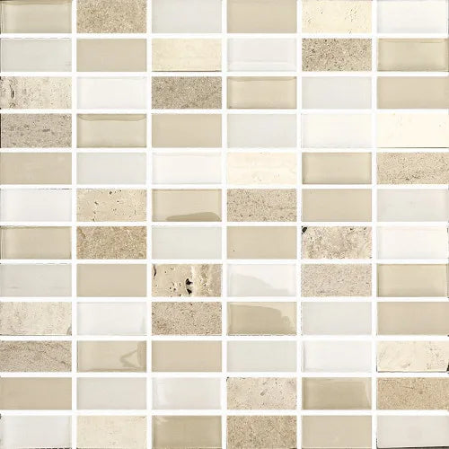 MOSAICO DE CRISTAL DAKAR MARFIL 8MM MIXTO 30X30