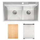 TARJA DE ACERO INOXIDABLE DOBLE TINA ELKAY PARA COCINA EFD-342075ACO