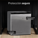 MINI FRIGOBAR CON CONTROL MECÁNICO Y COMPRESOR CAPACIDAD 46L 1.6PIES PUERTA COLOR ACERO INOXIDABLE CON LLAVE NUUR MODELO:FRIGO46L