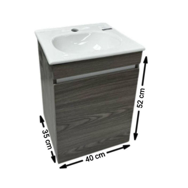 TOCADOR CON LAVABO SIN REBOSADERO NATIA MOD.CEDRO GRIS
