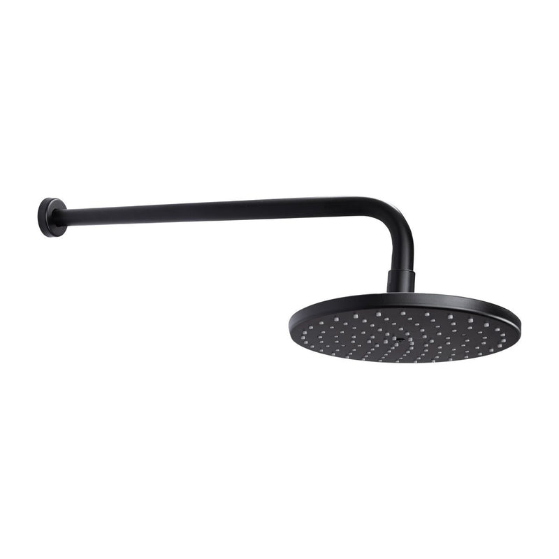 REGADERA REDONDA CON BRAZO Y CHAPETON DE CHORRO FIJO CON SISTEMA ANTICALCAREO PLATO ANCHO DE 8" EBANO H-3304-EB