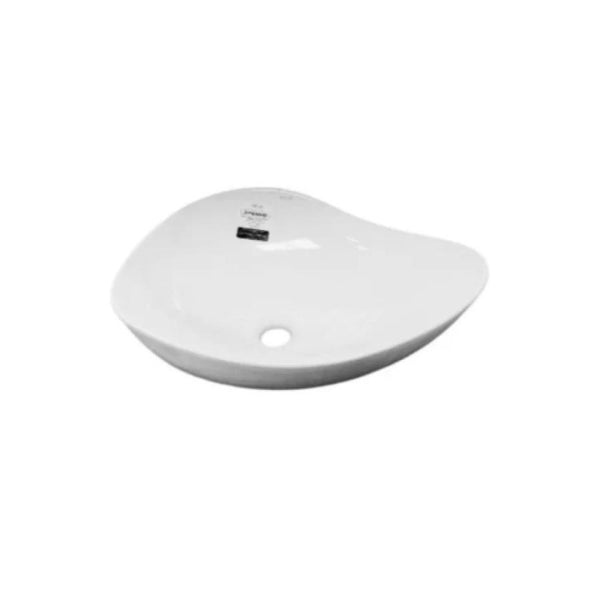 LAVABO CERAMICO OVALADO DE SOBREPONER NATIA MOD.ALMENDRO BLANCO