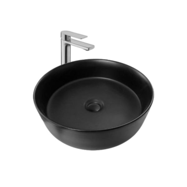 LAVABO CERAMICO REDONDO DE SOBREPONER NATIA MOD.LAUREL NEGRO MATE