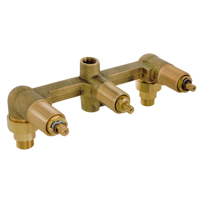 ENSAMBLE TRIPLE DE EMPOTRAR PARA REGADERA Y TINA VALVEX DE COMPRESION 1/4 DE VUELTA SIN CHAPETONES-E-40-AQ