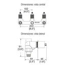 ENSAMBLE TRIPLE DE EMPOTRAR PARA REGADERA Y TINA VALVEX DE COMPRESION 1/4 DE VUELTA SIN CHAPETONES-E-40-AQ
