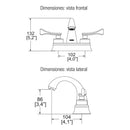 MEZCLADORA DE LAVABO 4" ALBATROS HM-17