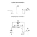 MEZCLADORA DE LAVABO 8"  A  12" NAUTILLA M-1006