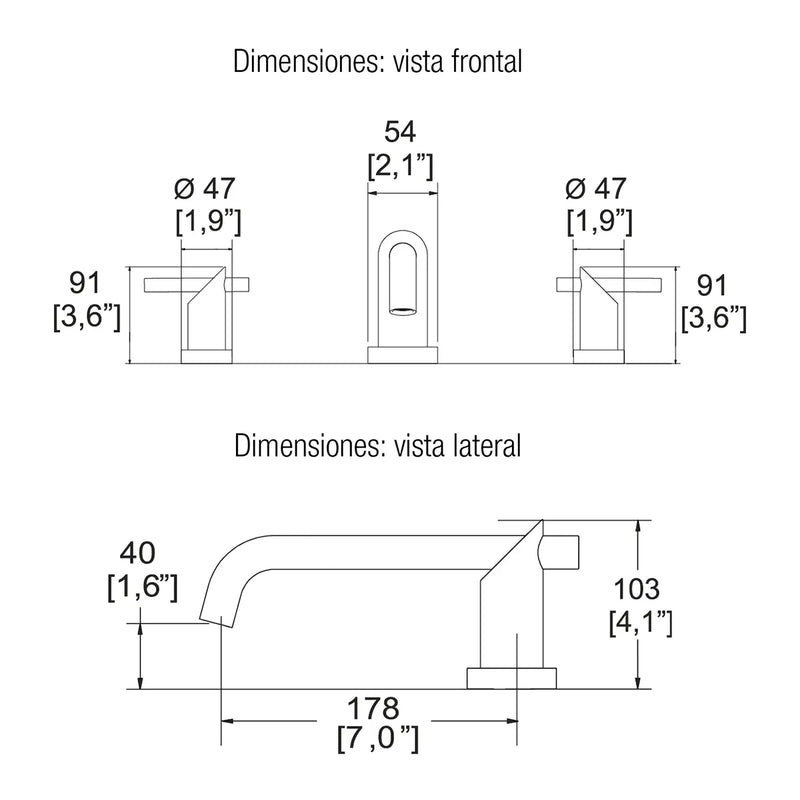 MEZCLADORA DE LAVABO 8"  A  12" NUVA MEP-2006