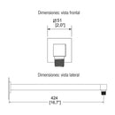 BRAZO Y CHAPETON CUADRADO PARA REGADERA DE PLATO ANCHO-TR-036