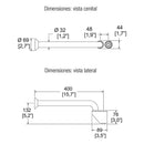 CESPOL PARA LAVABO DE 40 CM DE LARGO CON REGISTRO TV-016-40