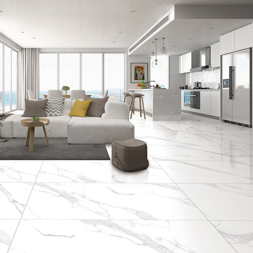 PISO PORCELANICO CARRARA POLARIS PULIDO BLANCO 59.5X119.5 (CAJA 2.13 M2)