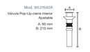 VALVULA POP-UP CIERRE INTERIOR SIN REBOSADERO 90.0154SR