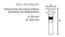 CONTRA VALVULA POP UP CIERRE EXTERIOR SIN REBOSADERO CROMADO 90.0055CR