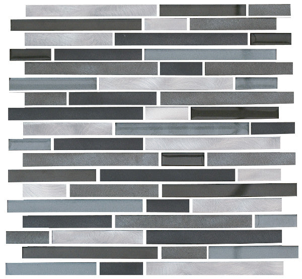 MOSAICO DE CRISTAL LINES PLATINO 8MM MIXTO 30X30