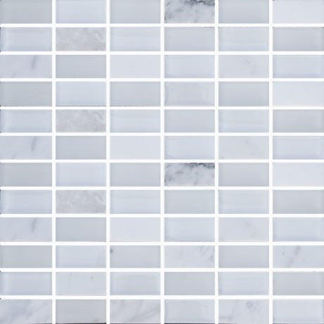 MOSAICO DE CRISTAL DAKAR CARRARA 8MM MIXTO 30X30