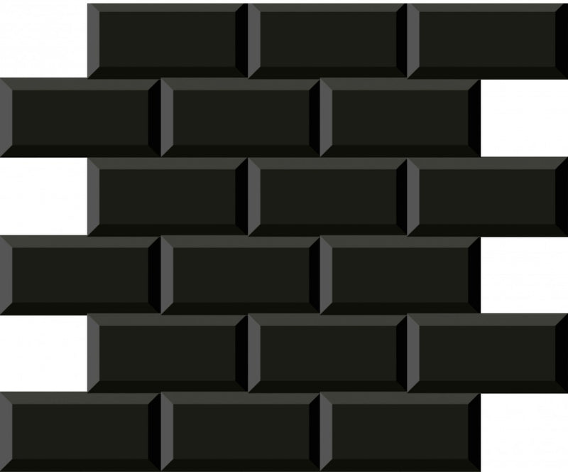 MOSAICO DE CRISTAL METRO NEGRO BRILLO 10X20