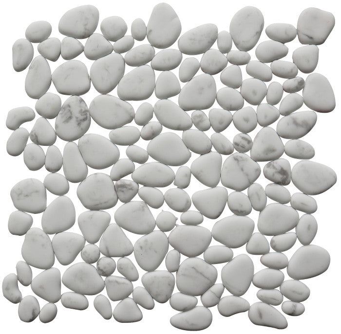 PIEDRA DE RIO PLANO MATE CARRARA WHITE 30.5X30.5 (CAJA DE 14 PZAS = 1.023 M2)